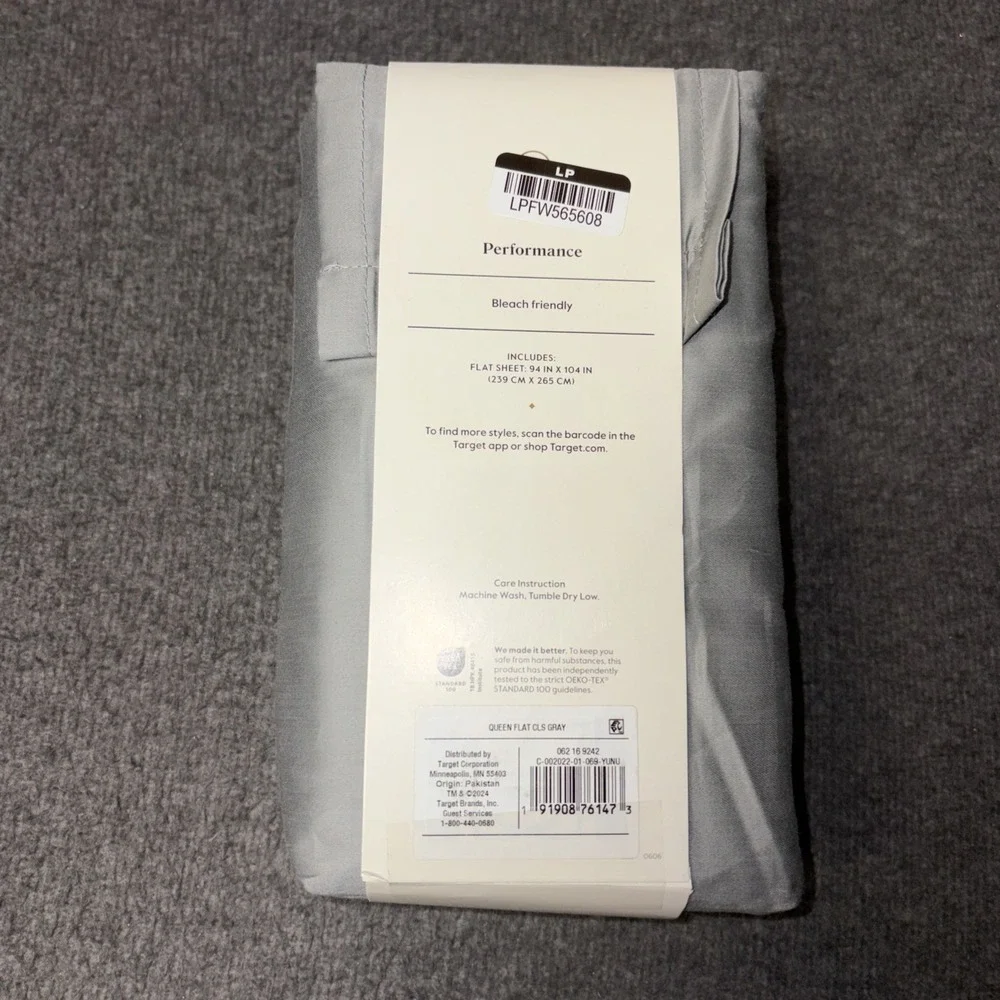 Queen 400 Thread Count Performance Flat Sheet Gray - Threshold: Cotton 20491